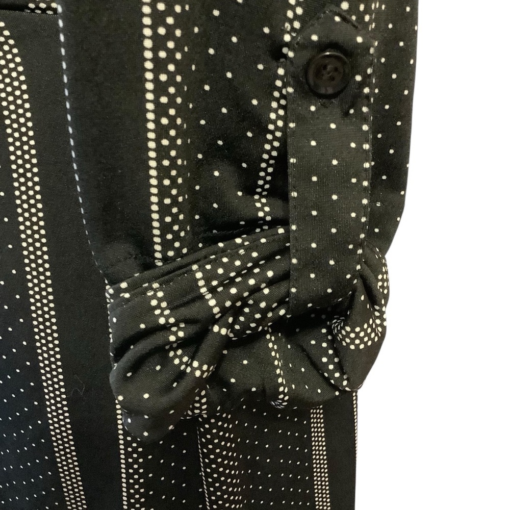 EMMA & MICHELE BLACK & WHITE STRIPED POLKA DOT BUTTON-DOWN SHIRT DRESS/ TIE BELT - Picture 9 of 14